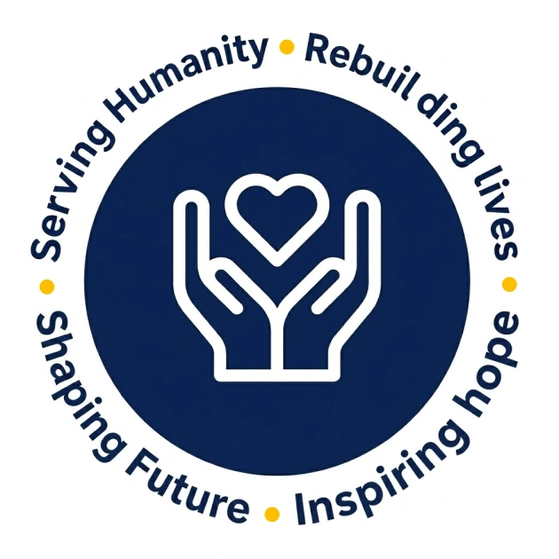 Serving Humanity, Rebuilding lives, Shaping Future, Inspiring hope seal